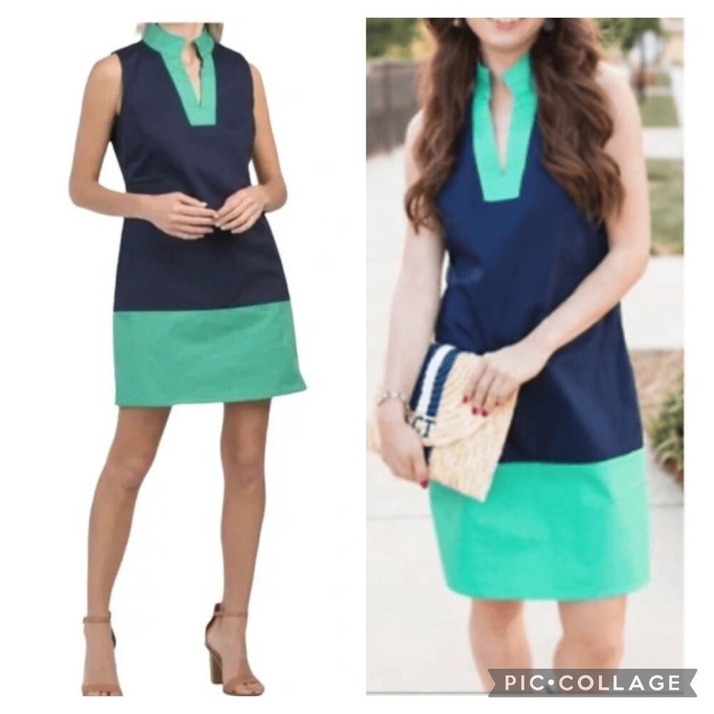 SAIL TO SABLE Tunic Shift Dress SZ M Mint Green Navy - Picture 1 of 8